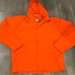 Vintage SNO King HOOD JACKET Made USA blaze ORANGE Snap acrylic Light Weight MEN